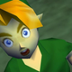 Ocarina of Time's Young Link looks shocked after Ganandorf rides past him on a horse.